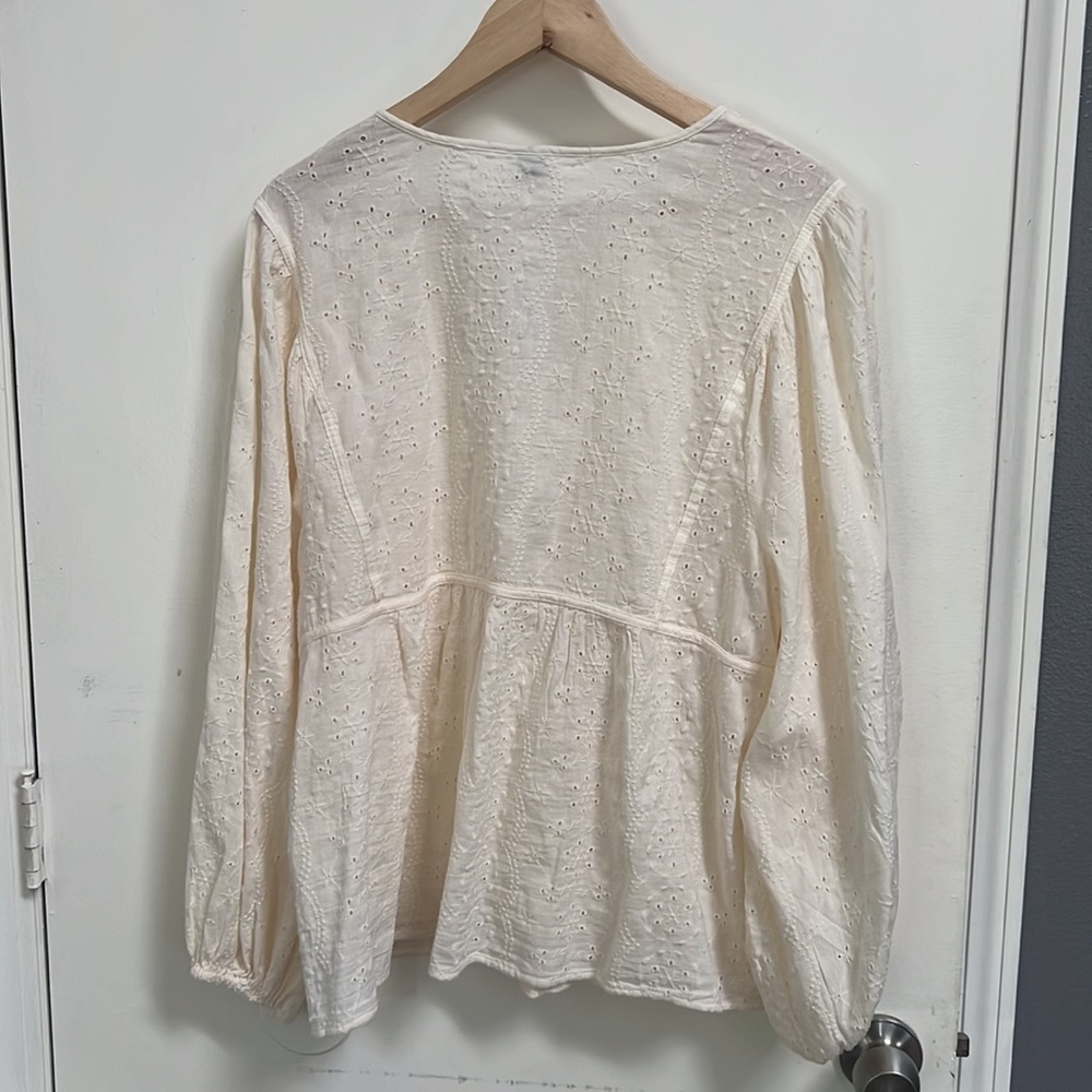 NWT OLD NAVY LS Cream Boho Blouse XL - Picture 5 of 5